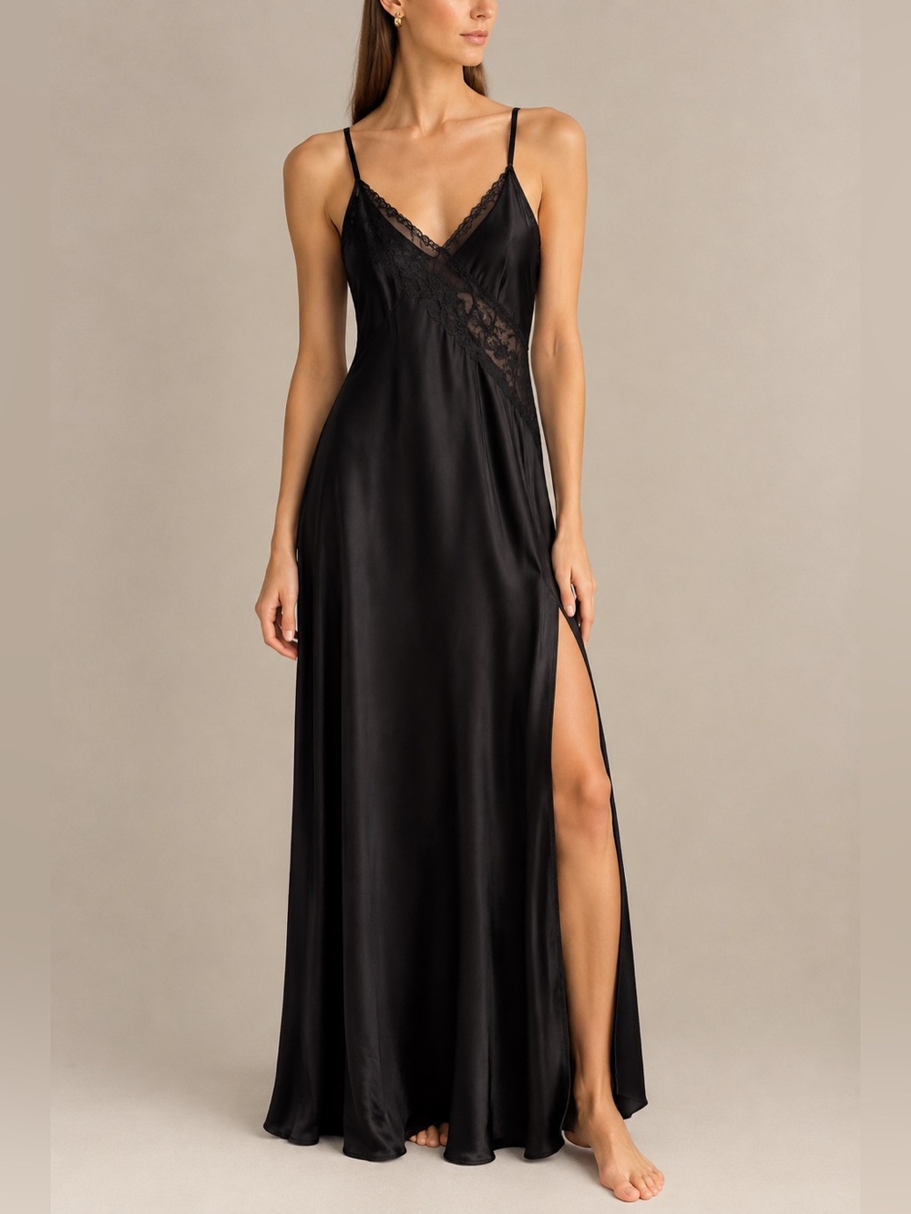 Agent Provocateur Black Lace-Trim Slip